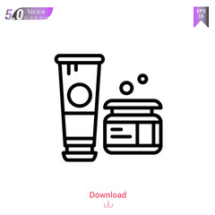 Outline cream icon isolated on white background. Line pictogram. Graphic design, mobile application, logo, user interface. Editable stroke. EPS10 format vector illustration