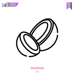 Outline coconut icon isolated on white background. Line pictogram. Graphic design, mobile application, logo, user interface. Editable stroke. EPS10 format vector illustration