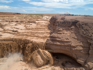 Fototapeta premium Chocolate Falls or Grand Falls, Arizona by Drone