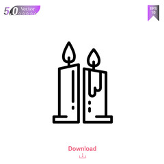 Outline candle icon isolated on white background. Line pictogram. Graphic design, mobile application, logo, user interface. Editable stroke. EPS10 format vector illustration