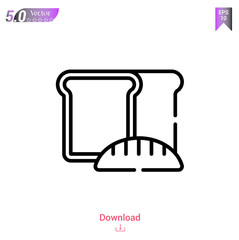 Outline bread icon isolated on white background. Line pictogram. Graphic design, mobile application, logo, user interface. Editable stroke. EPS10 format vector illustration