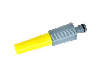 water sprinkler for hand watering lawns yellow-gray close-up white background