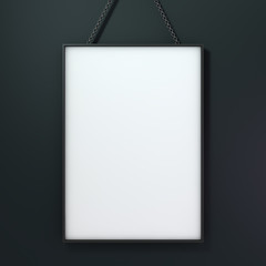 White blank photo frame mockup over background. 3D