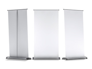Blank rollup banner display. Template mockup. 3D