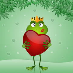 an illustration of nice frog with heart