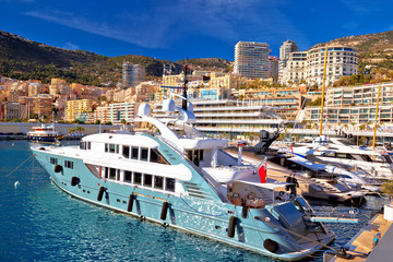 Monte Carlo yachting harbor and waterfront view