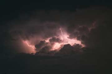 Incredible lightning storm, summer day