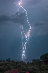 Incredible lightning storm, summer day