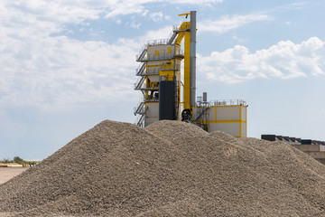 Outdoor asphalt mixes station. Asphalt factory