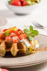 Fresh egg waffles dessert