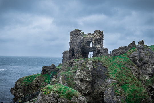 Castle Ruins on Kinbane Head on the coast of Northern Ireland