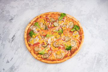 Italian pizza isolated on white background