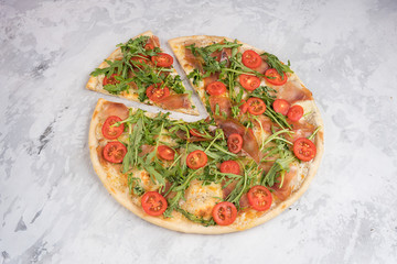 Italian pizza isolated on white background