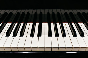 Detail of the keys of a piano.