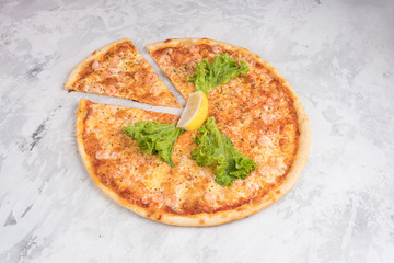 Italian pizza isolated on white background