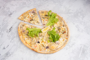 Italian pizza isolated on white background