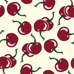 Sweet berry mix pattern of cherry. Berry pattern for paper decoration and healthy eating.