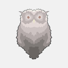 Sticker wild gray owls. A wild gray owl is suitable as a logo and for decorating a website or a postcard.