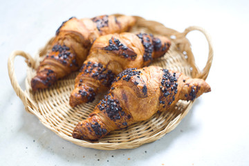A delicious chocolate croissant.