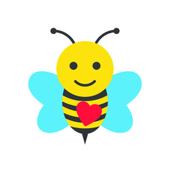 Bee Valentine EPS, cartoon bee with heart vector illustration	