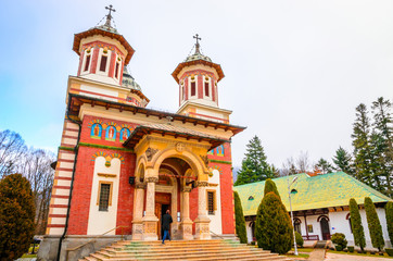 Sinaia Monastery on Prahova Valley, Sinaia,  Carpathian Mountains, Romania.
