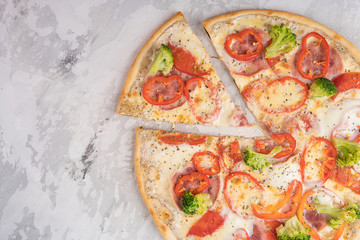 Italian pizza isolated on white background
