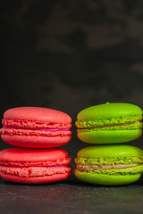 macaron or macaroons cookie, tasty dessert. food background