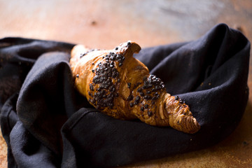 A delicious chocolate croissant.