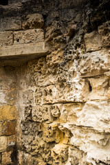 Detail of an ancient Wall of Stone in the City of Matera
