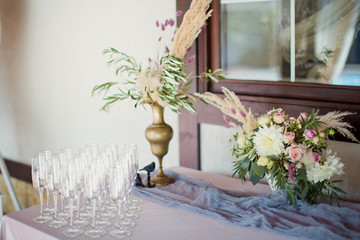 Reception table and flowers
