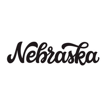 Nebraska. Hand drawn lettering text