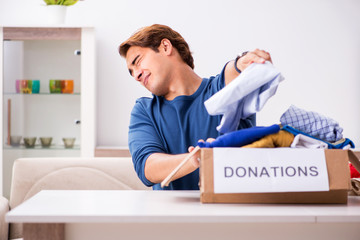 Concept of charity with donated clothing
