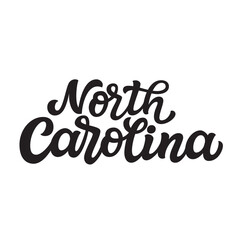 North Carolina. Hand drawn lettering text