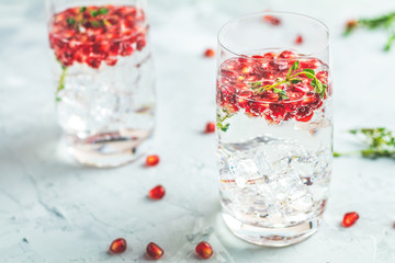 Festive drinks, gin and tonic pomegranate cocktail