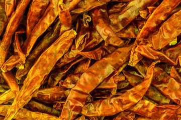 Fototapeta na wymiar background spice many pods dried sharp chili base design cooking colorful curry base