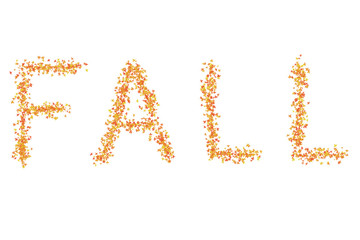 inscription - Fall folded message autumn art design on a white background yellow leaves