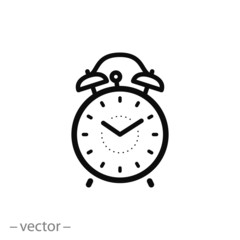 retro alarm clock icon, time linear sign on white background - vector illustration eps10