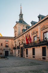 Fototapeta na wymiar Historic building and square at Plaza de la Villa, in Madrid, Spain