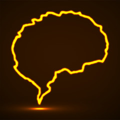 Abstract brain of glowing contour. Vector, eps 10
