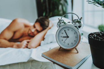 Young male have to wake up in morning