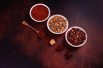 The invigorating morning coffee with sweets. It can be used as a background