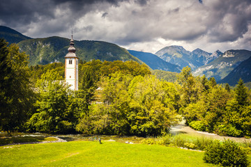 Vivid view of the church Sv. John the Baptist in sunny day.