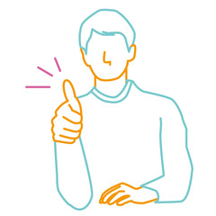 3色の線画　男性　座っていいね！