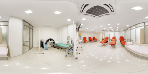 Panoramic picture of the 360 place for intravenous taking of drugs before chemotherapy or donating...