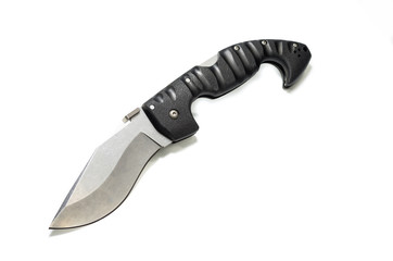 Large army knife at an angle. Isolate the knife.
