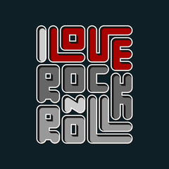 Rock n Roll Typography Graphics. T-shirt fashion Design. Template for banner, sticker, concert flyer, music label, sound emblem, poster.