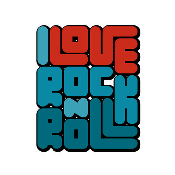 Rock n Roll Typography Graphics. T-shirt fashion Design. Template for banner, sticker, concert flyer, music label, sound emblem, poster.