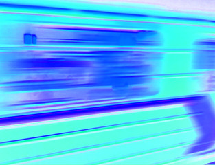 Subway train in motion. Blue colors. Artistic background, substrate.