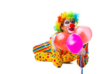 Male clown isolated on white 