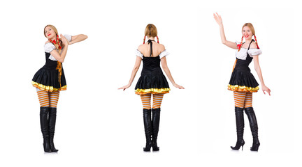 Fototapeta premium Woman in bavarian costume isolated on white